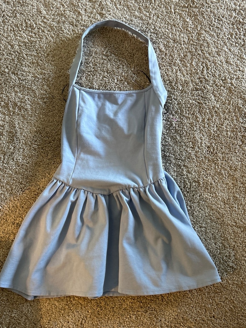 women’s' Light Blue Halter Skater Dress - Casual Everyday Style